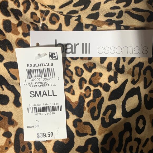Bar III Zip Back Cheetah-Printed Camisole Top Small - Picture 4 of 4